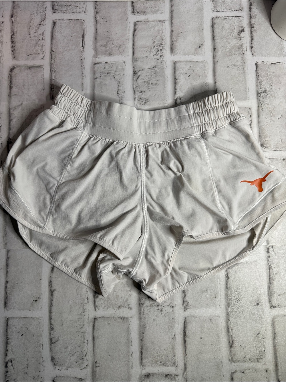 lululemon athletica White Athletic Shorts with Orange Longhorn Logo